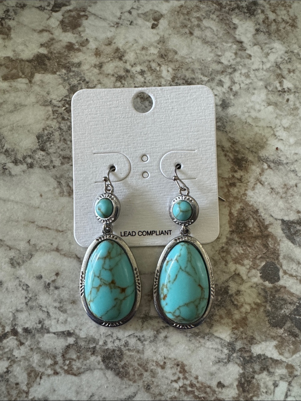 Turquoise Drop Earrings - Teardrop Dangle in Blue